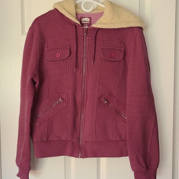 Roots zip up hoodie with sherpa lined hood
